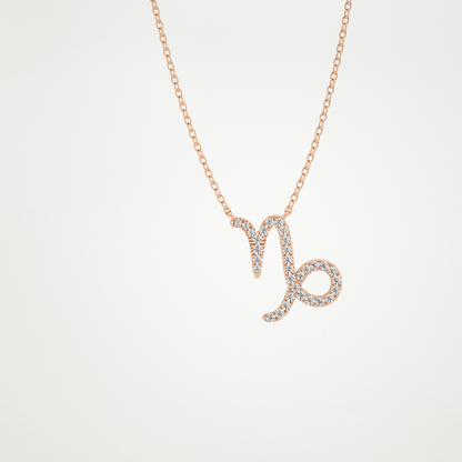 0.108 TCW Round Lab Grown Diamond Capricorn Zodiac Sign Necklace