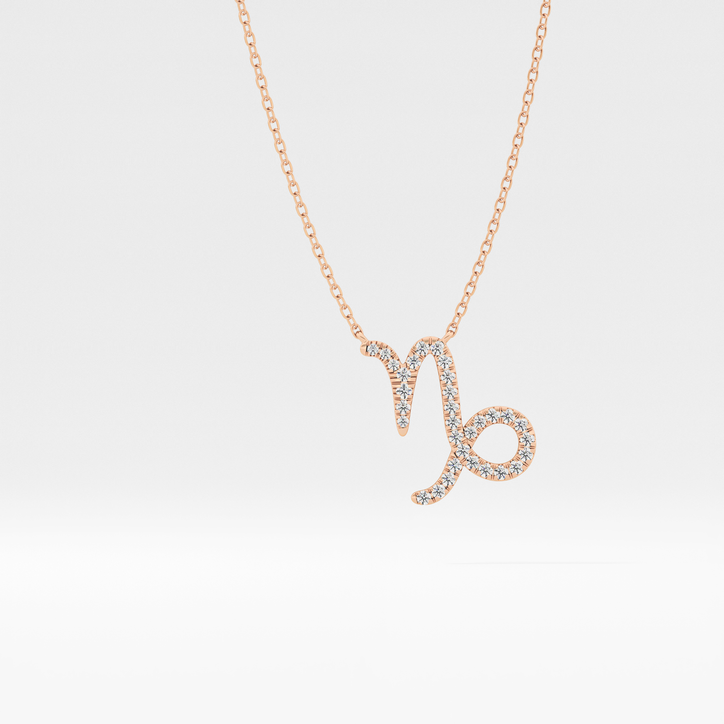 0.108 TCW Round Lab Grown Diamond Capricorn Zodiac Sign Necklace
