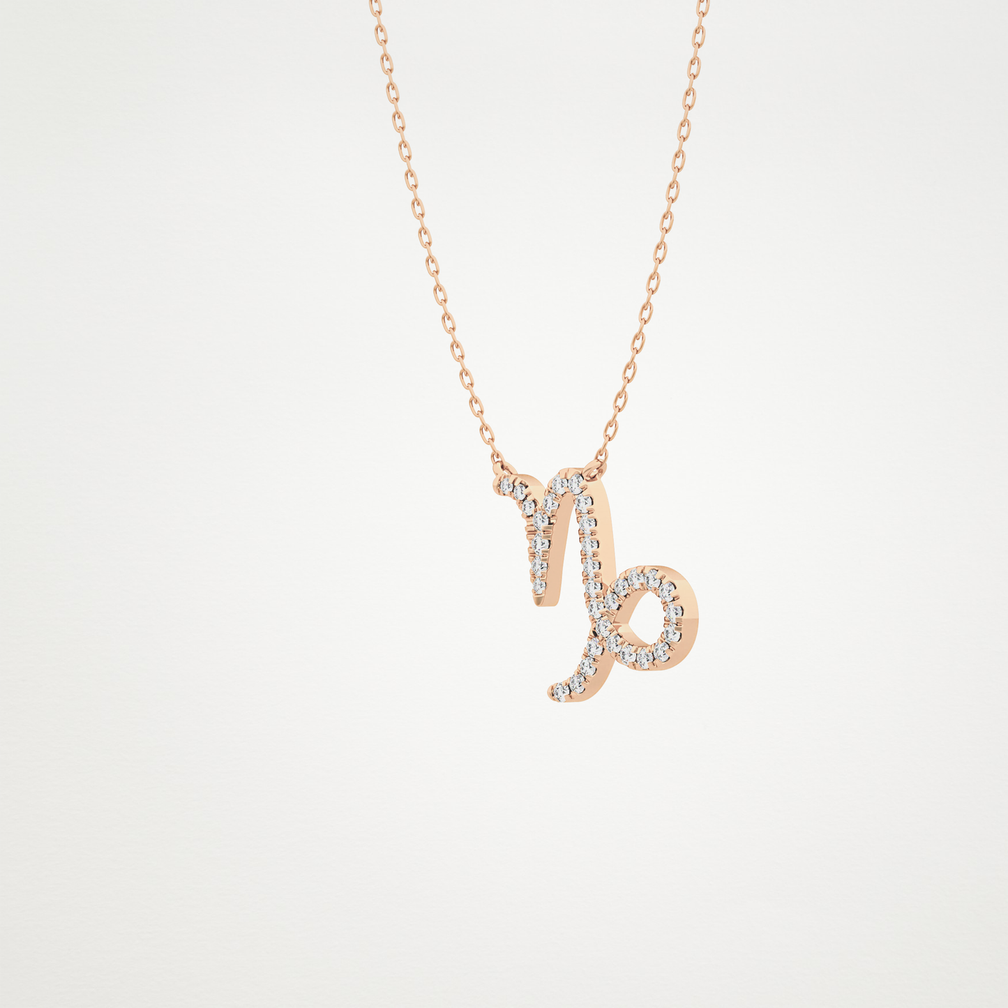 0.108 TCW Round Lab Grown Diamond Capricorn Zodiac Sign Necklace