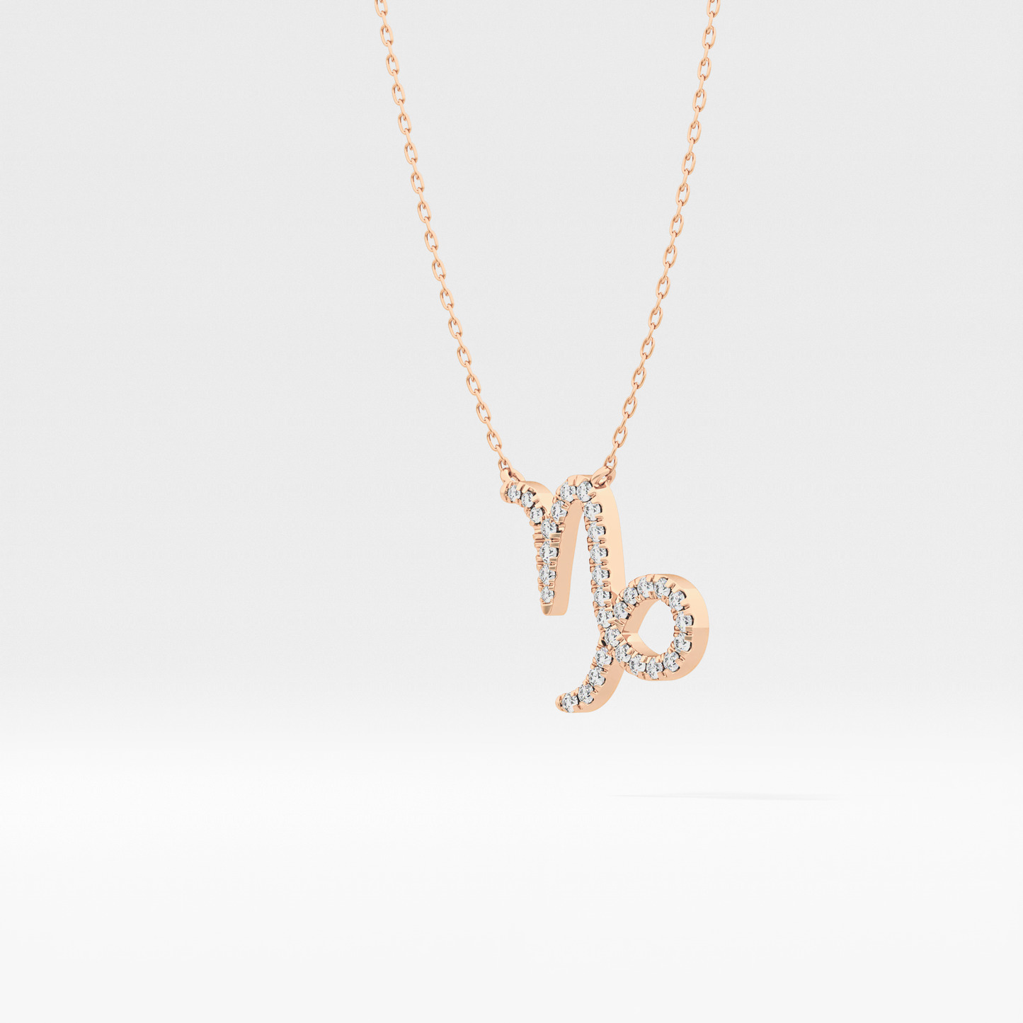 0.108 TCW Round Lab Grown Diamond Capricorn Zodiac Sign Necklace