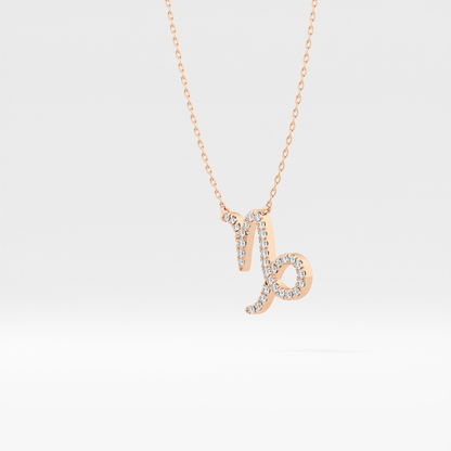 0.108 TCW Round Lab Grown Diamond Capricorn Zodiac Sign Necklace