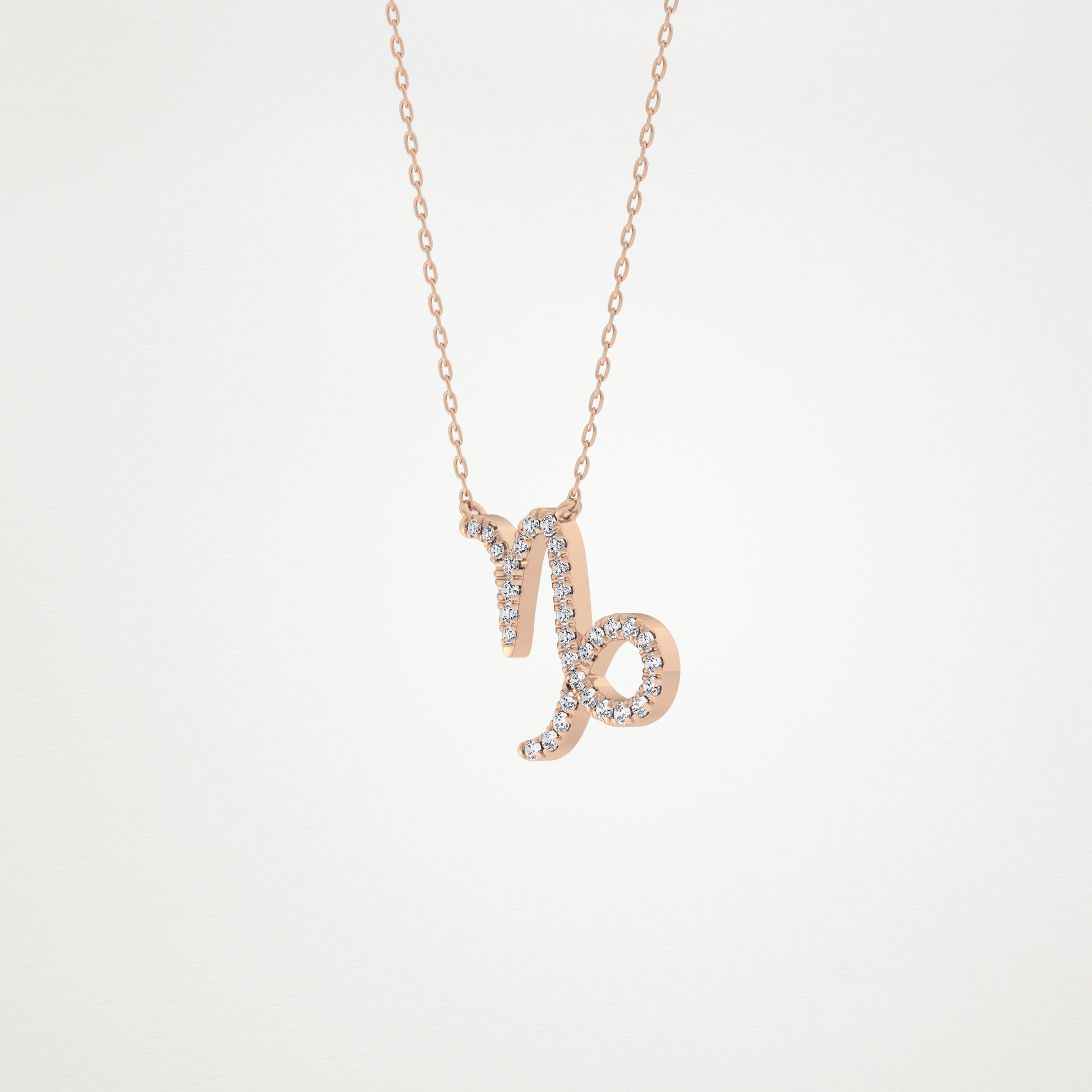 0.108 TCW Round Lab Grown Diamond Capricorn Zodiac Sign Necklace