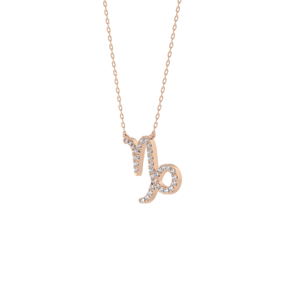 0.108 TCW Round Lab Grown Diamond Capricorn Zodiac Sign Necklace