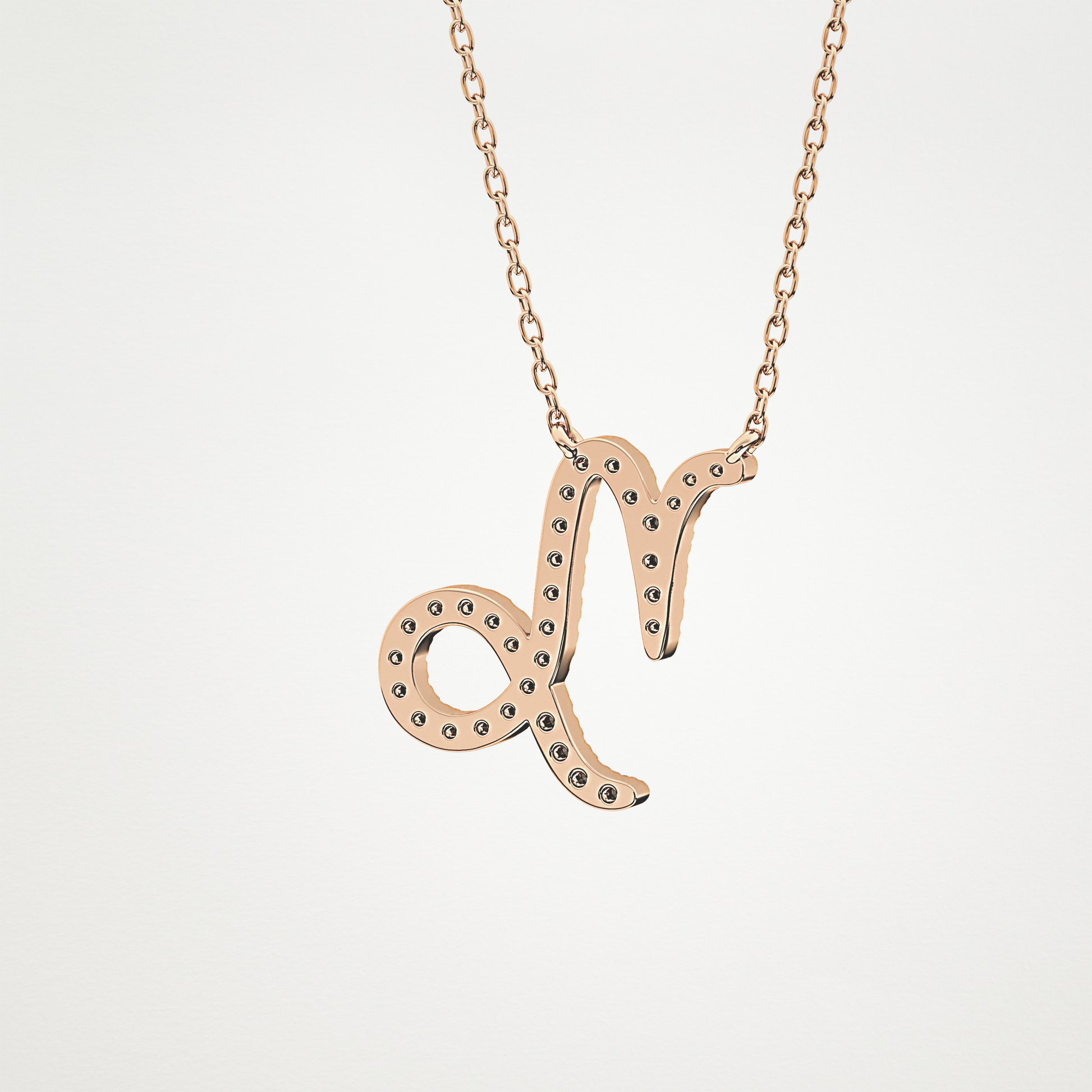 0.108 TCW Round Lab Grown Diamond Capricorn Zodiac Sign Necklace