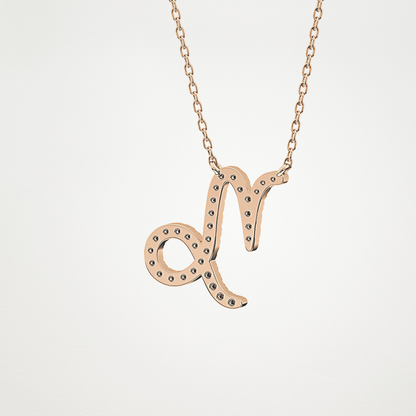 0.108 TCW Round Lab Grown Diamond Capricorn Zodiac Sign Necklace