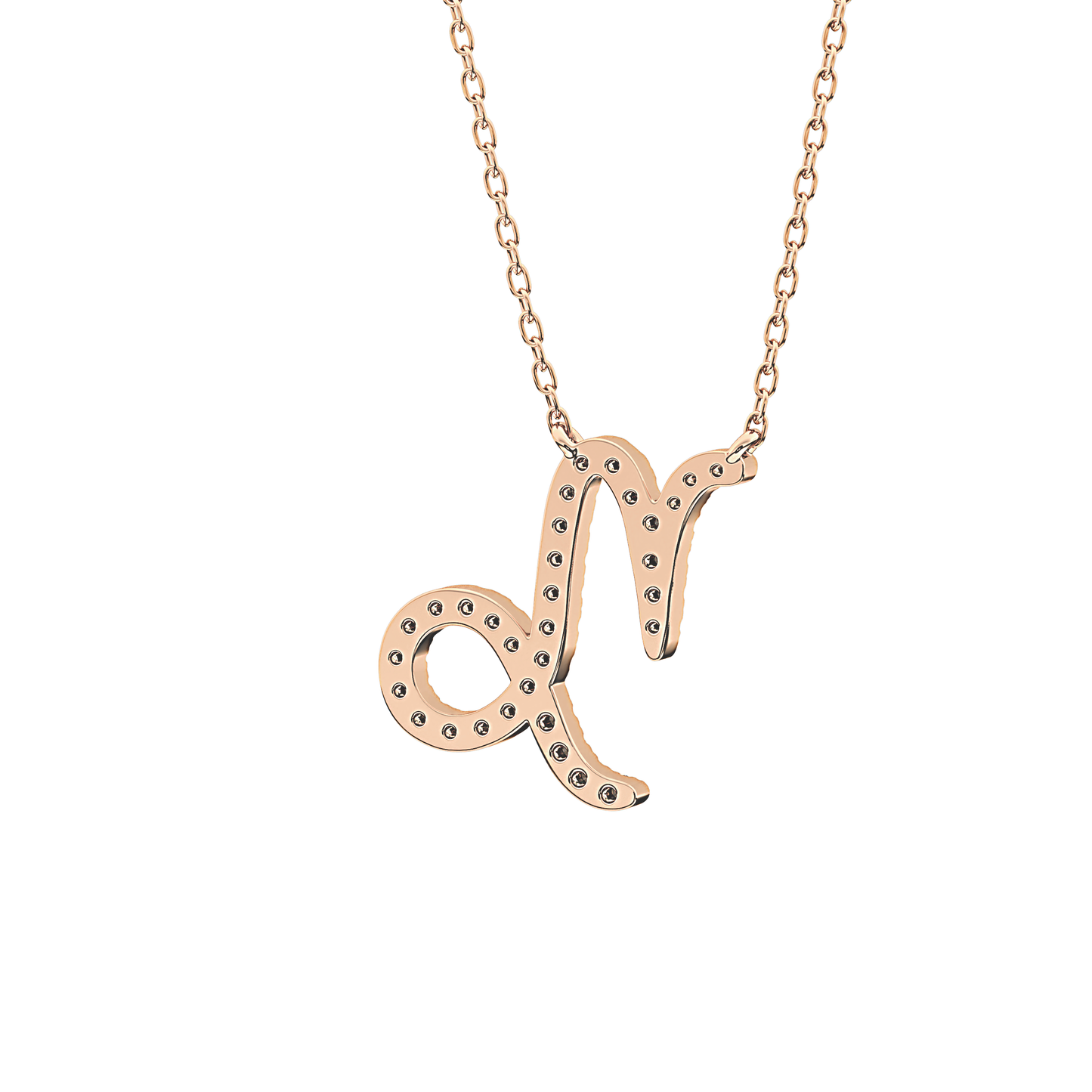0.108 TCW Round Lab Grown Diamond Capricorn Zodiac Sign Necklace
