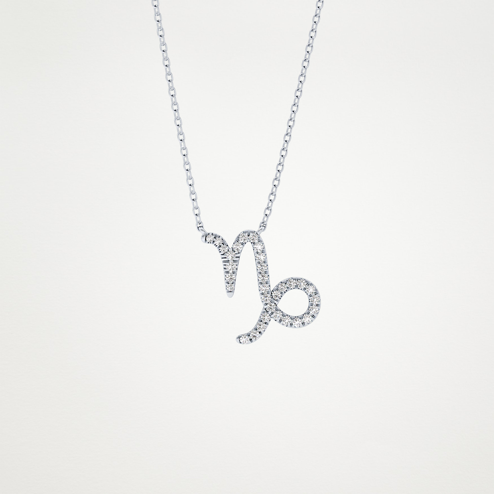 0.108 TCW Round Lab Grown Diamond Capricorn Zodiac Sign Necklace