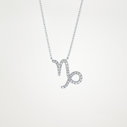 0.108 TCW Round Lab Grown Diamond Capricorn Zodiac Sign Necklace