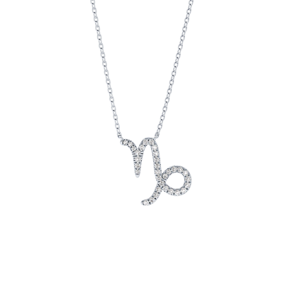 0.108 TCW Round Lab Grown Diamond Capricorn Zodiac Sign Necklace