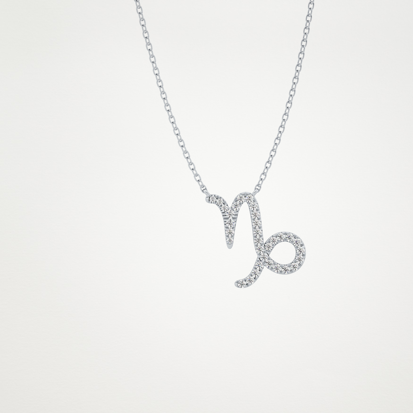 0.108 TCW Round Lab Grown Diamond Capricorn Zodiac Sign Necklace