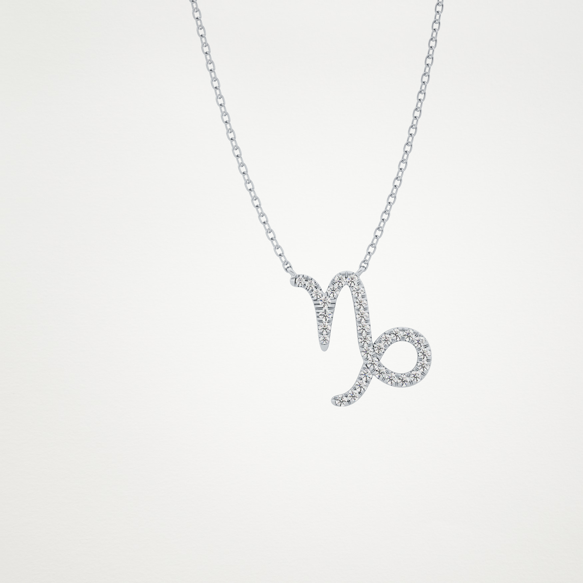 0.108 TCW Round Lab Grown Diamond Capricorn Zodiac Sign Necklace
