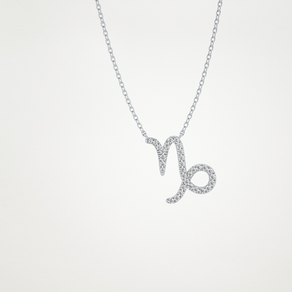 0.108 TCW Round Lab Grown Diamond Capricorn Zodiac Sign Necklace