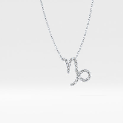 0.108 TCW Round Lab Grown Diamond Capricorn Zodiac Sign Necklace