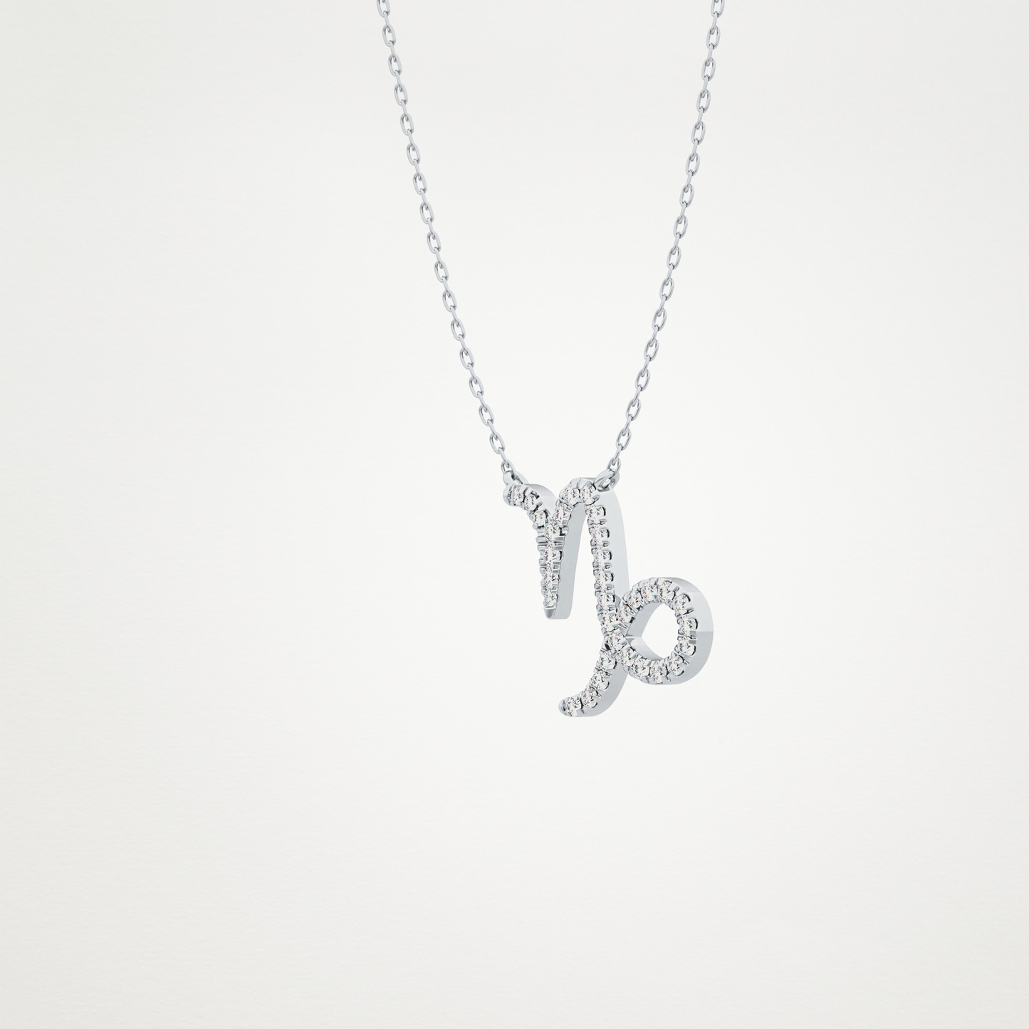 0.108 TCW Round Lab Grown Diamond Capricorn Zodiac Sign Necklace