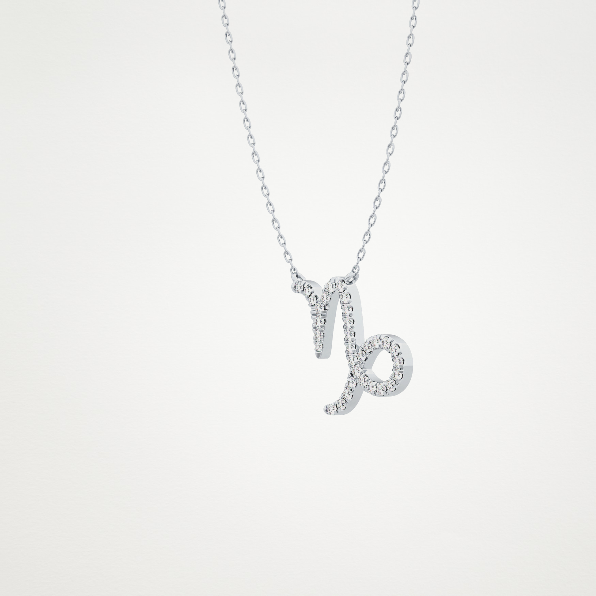 0.108 TCW Round Lab Grown Diamond Capricorn Zodiac Sign Necklace