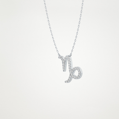 0.108 TCW Round Lab Grown Diamond Capricorn Zodiac Sign Necklace