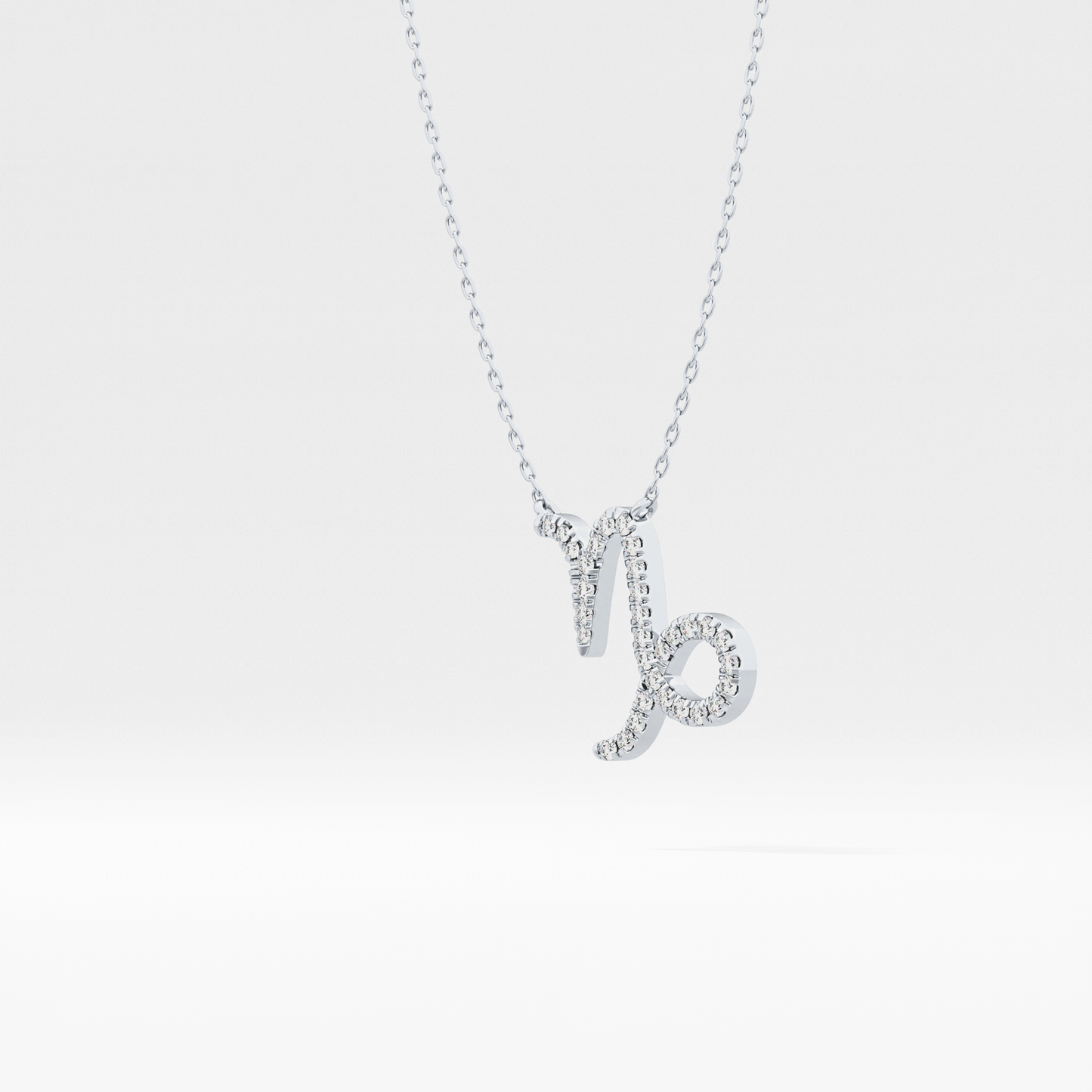 0.108 TCW Round Lab Grown Diamond Capricorn Zodiac Sign Necklace