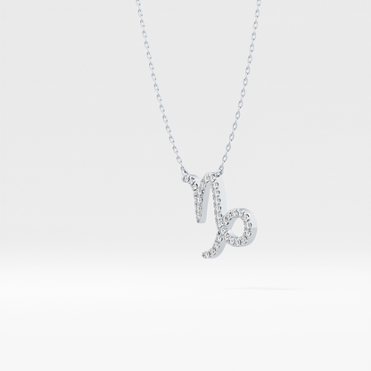 0.108 TCW Round Lab Grown Diamond Capricorn Zodiac Sign Necklace