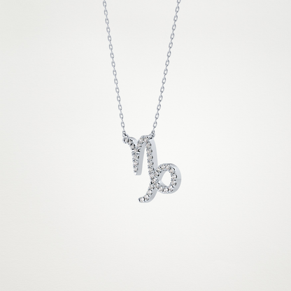 0.108 TCW Round Lab Grown Diamond Capricorn Zodiac Sign Necklace