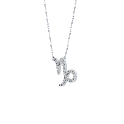 0.108 TCW Round Lab Grown Diamond Capricorn Zodiac Sign Necklace