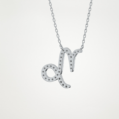 0.108 TCW Round Lab Grown Diamond Capricorn Zodiac Sign Necklace