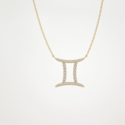 0.13 TCW Round Lab Grown Diamond Gemini Zodiac Sign Necklace