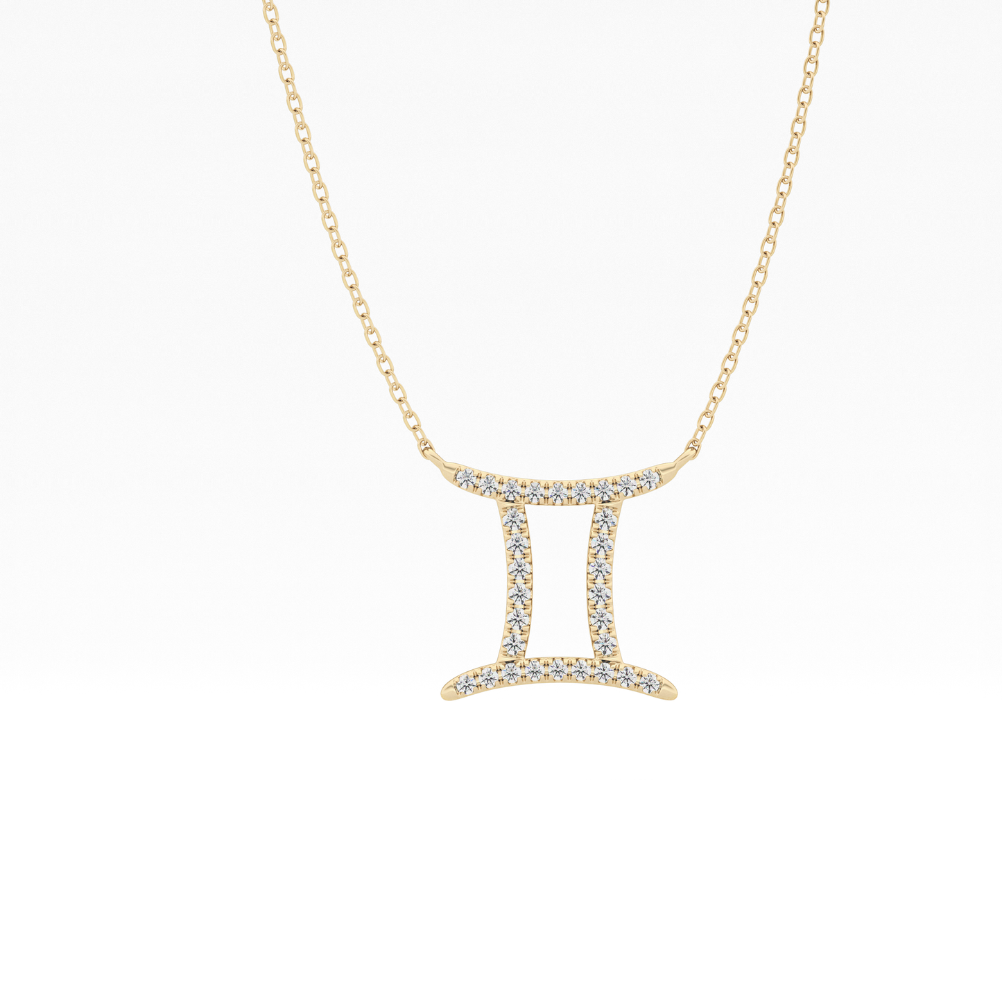 0.13 TCW Round Lab Grown Diamond Gemini Zodiac Sign Necklace