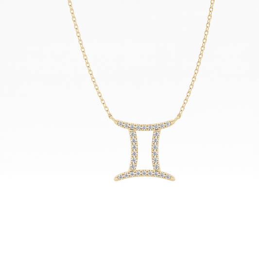 0.13 TCW Round Lab Grown Diamond Gemini Zodiac Sign Necklace