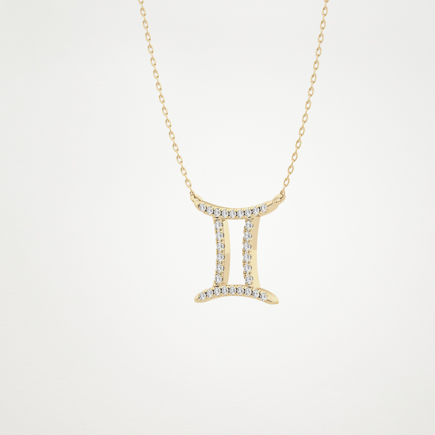 0.13 TCW Round Lab Grown Diamond Gemini Zodiac Sign Necklace