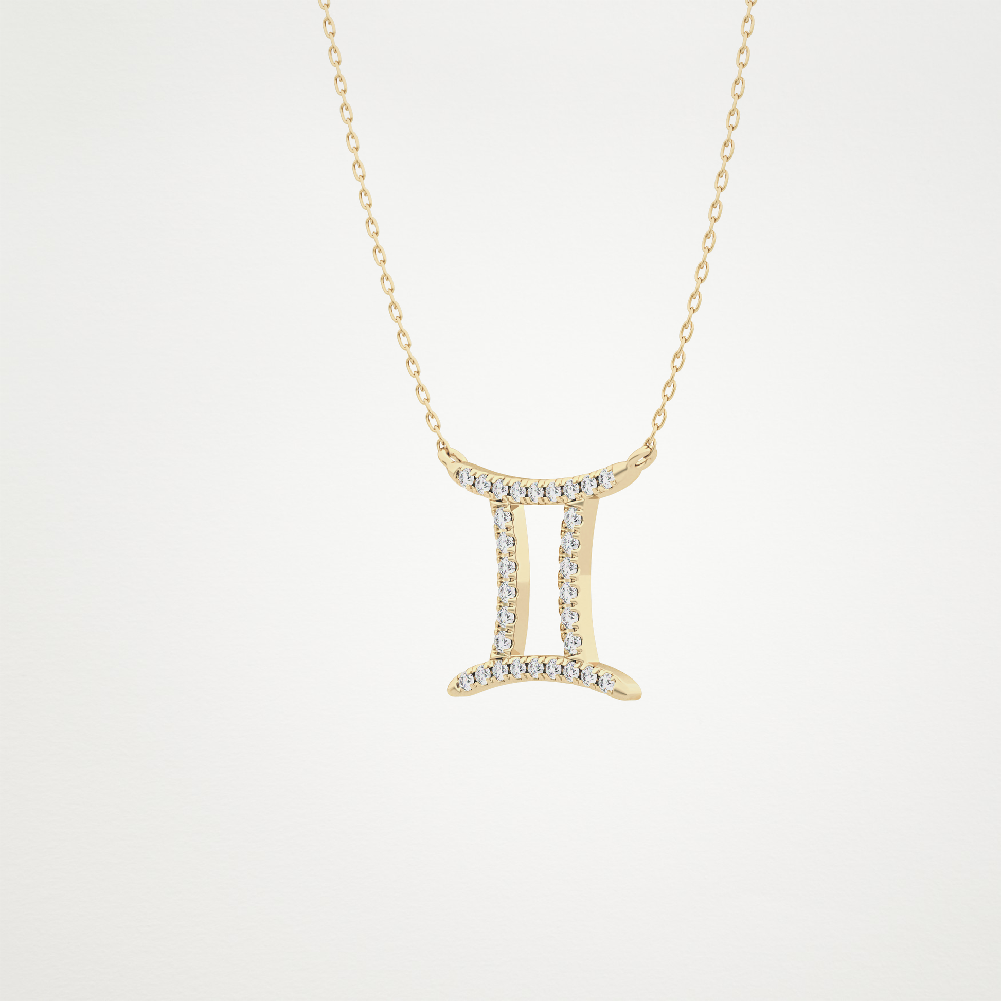 0.13 TCW Round Lab Grown Diamond Gemini Zodiac Sign Necklace