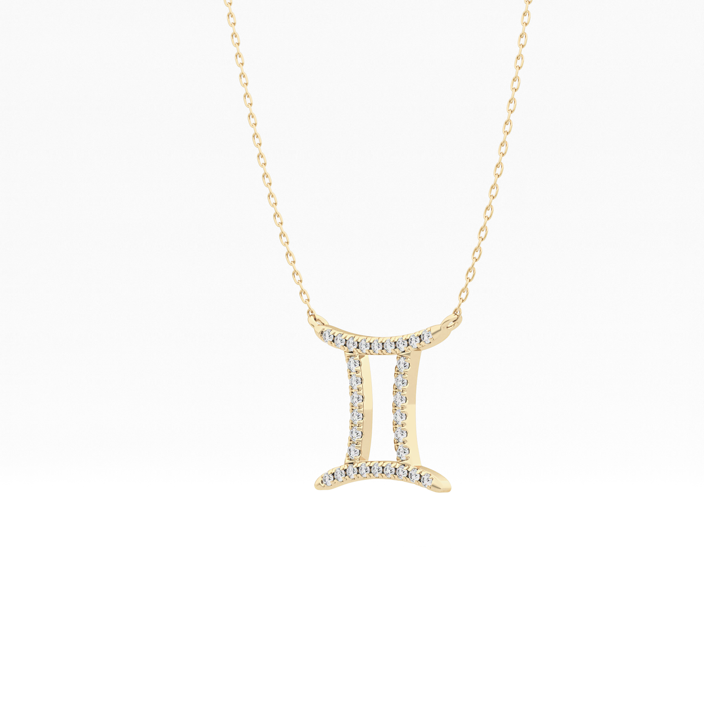 0.13 TCW Round Lab Grown Diamond Gemini Zodiac Sign Necklace