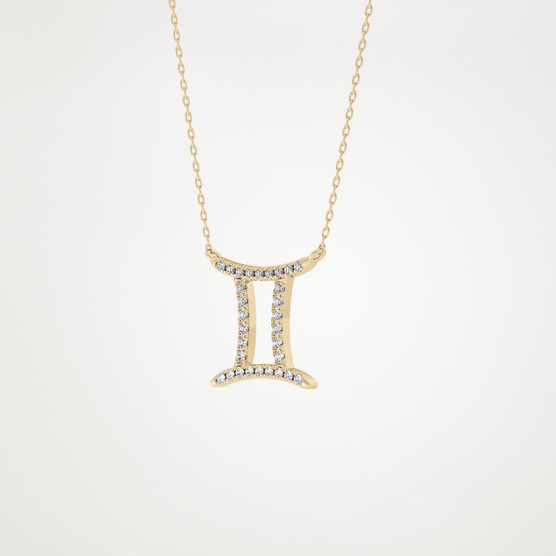 0.13 TCW Round Lab Grown Diamond Gemini Zodiac Sign Necklace