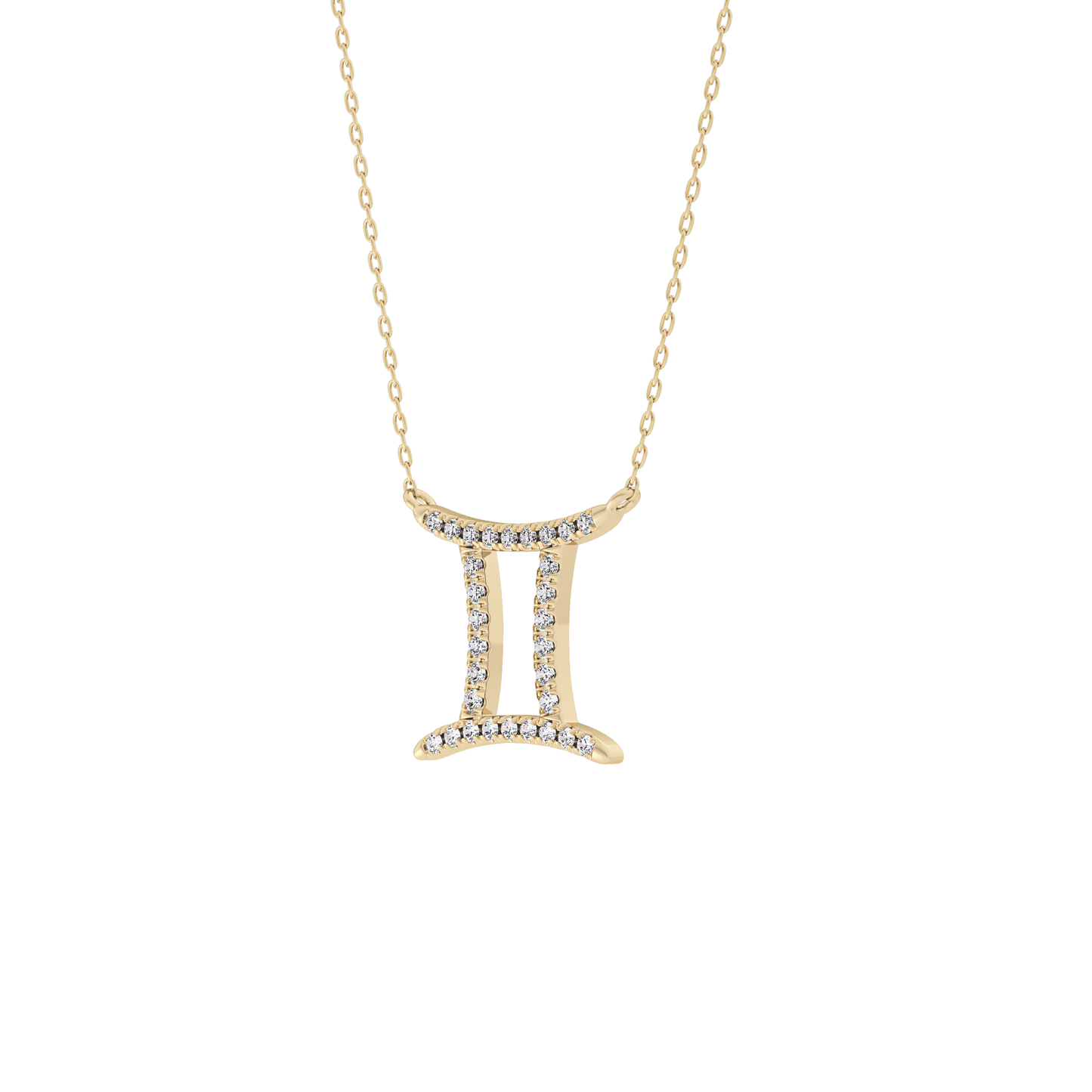 0.13 TCW Round Lab Grown Diamond Gemini Zodiac Sign Necklace