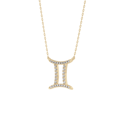 0.13 TCW Round Lab Grown Diamond Gemini Zodiac Sign Necklace