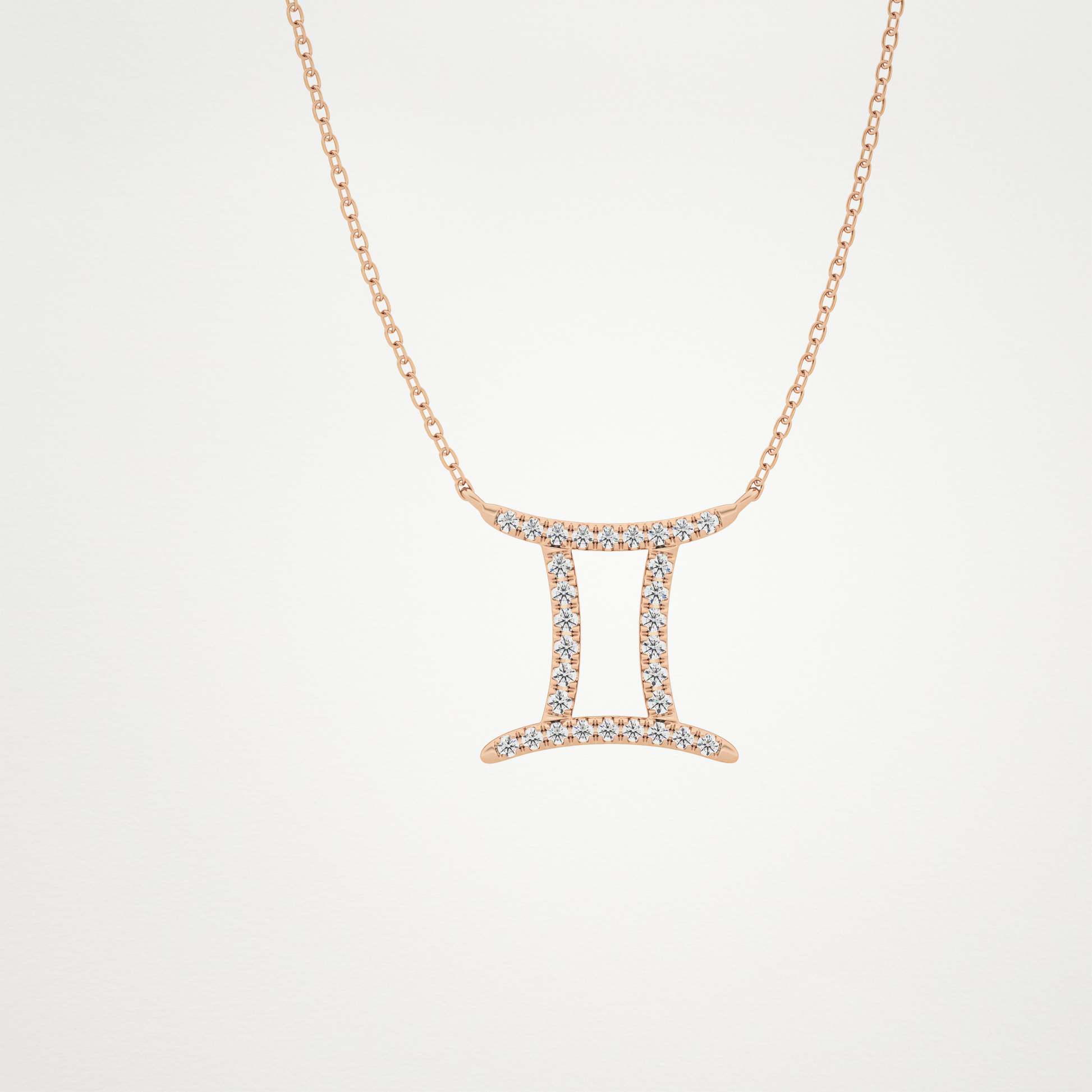 0.13 TCW Round Lab Grown Diamond Gemini Zodiac Sign Necklace