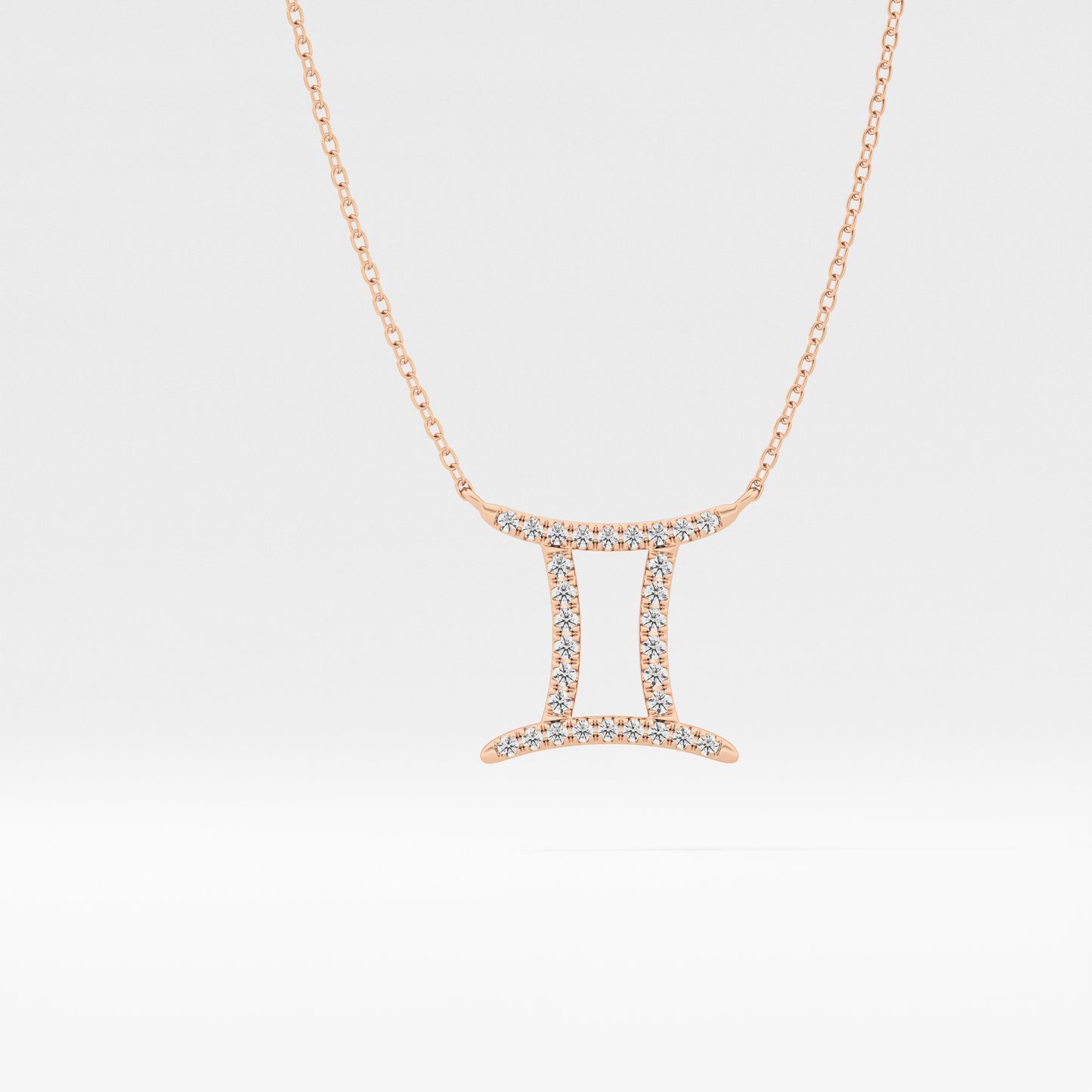 0.13 TCW Round Lab Grown Diamond Gemini Zodiac Sign Necklace