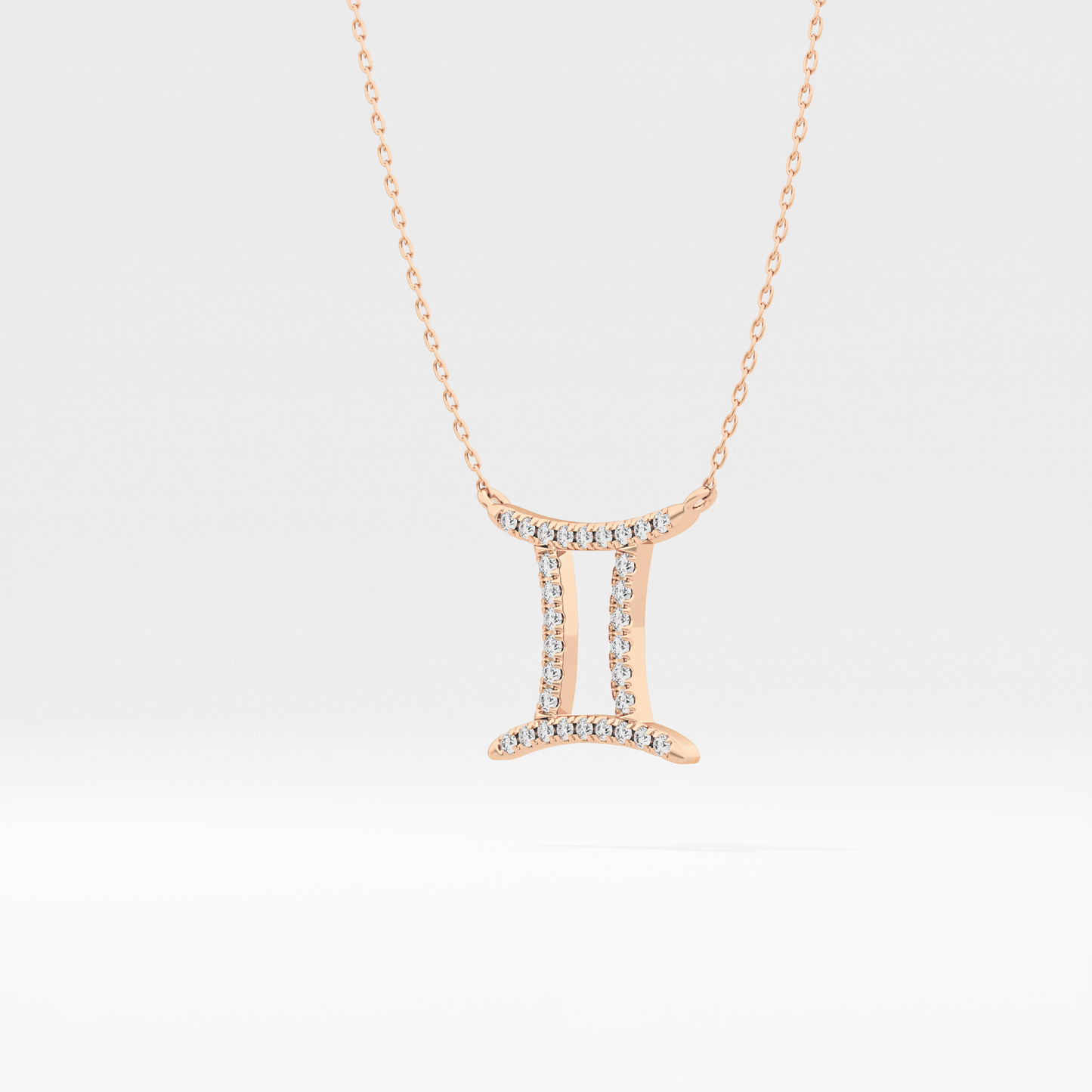 0.13 TCW Round Lab Grown Diamond Gemini Zodiac Sign Necklace