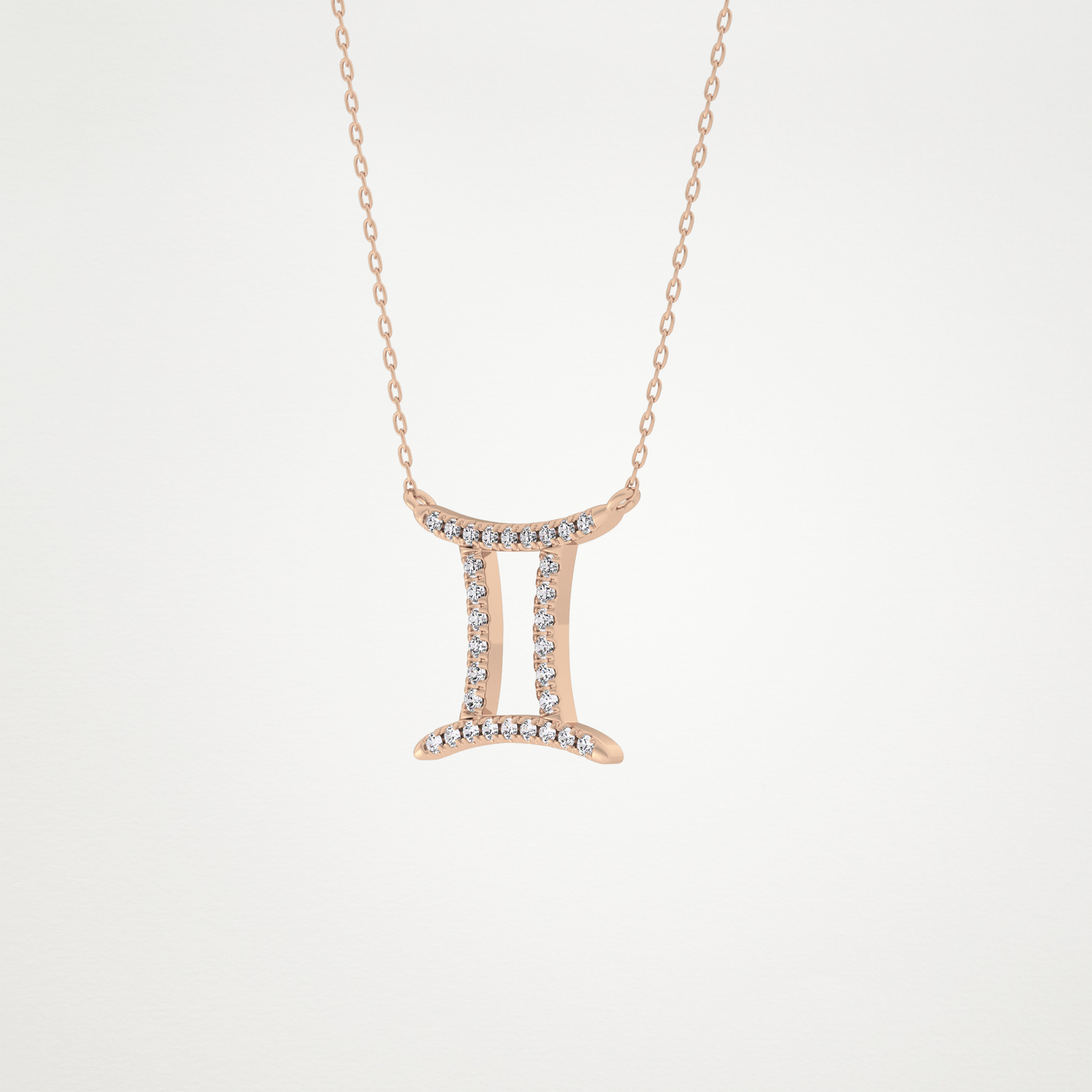 0.13 TCW Round Lab Grown Diamond Gemini Zodiac Sign Necklace
