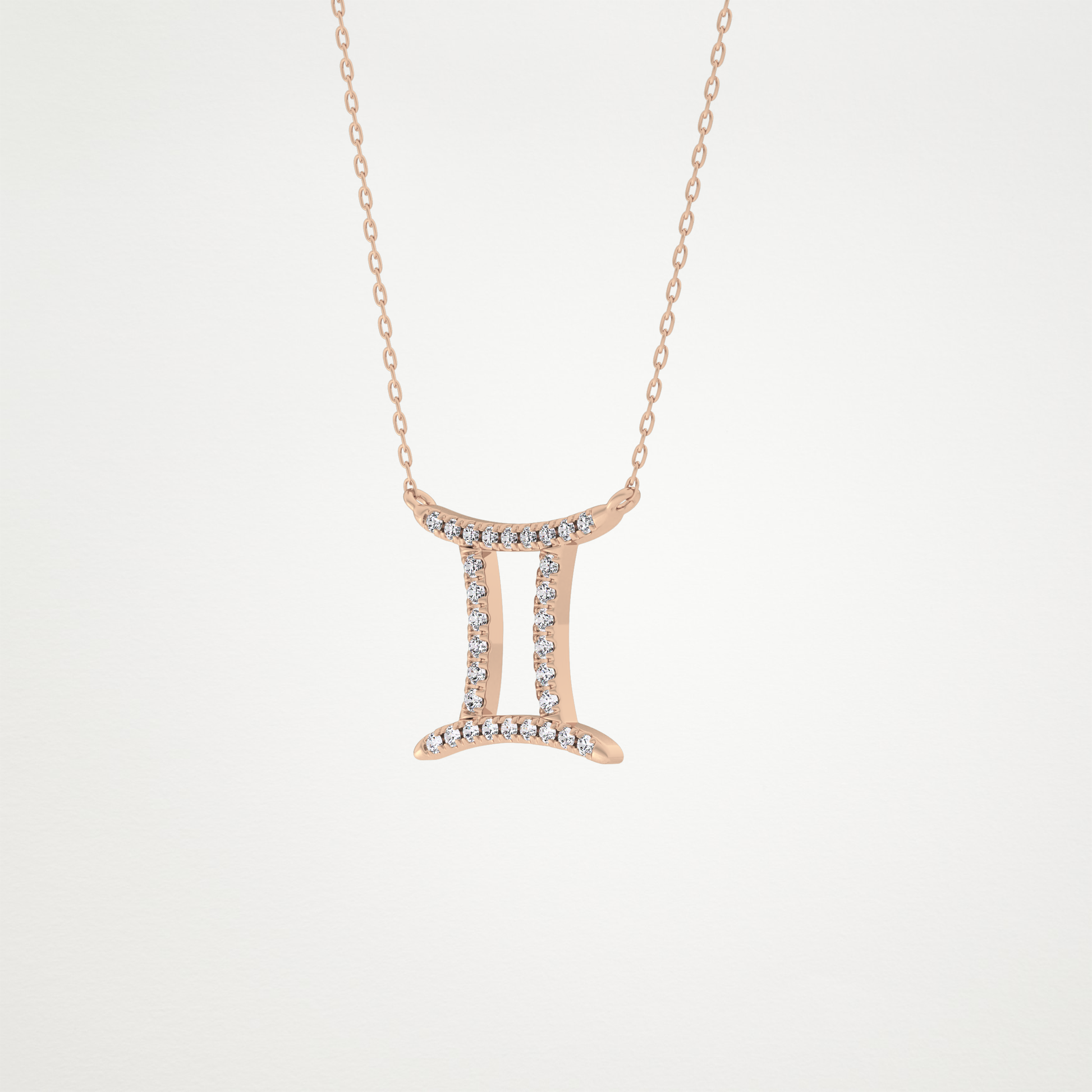 0.13 TCW Round Lab Grown Diamond Gemini Zodiac Sign Necklace