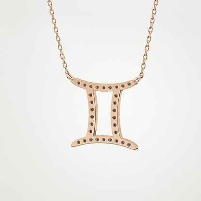 0.13 TCW Round Lab Grown Diamond Gemini Zodiac Sign Necklace