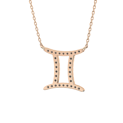 0.13 TCW Round Lab Grown Diamond Gemini Zodiac Sign Necklace