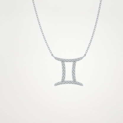 0.13 TCW Round Lab Grown Diamond Gemini Zodiac Sign Necklace