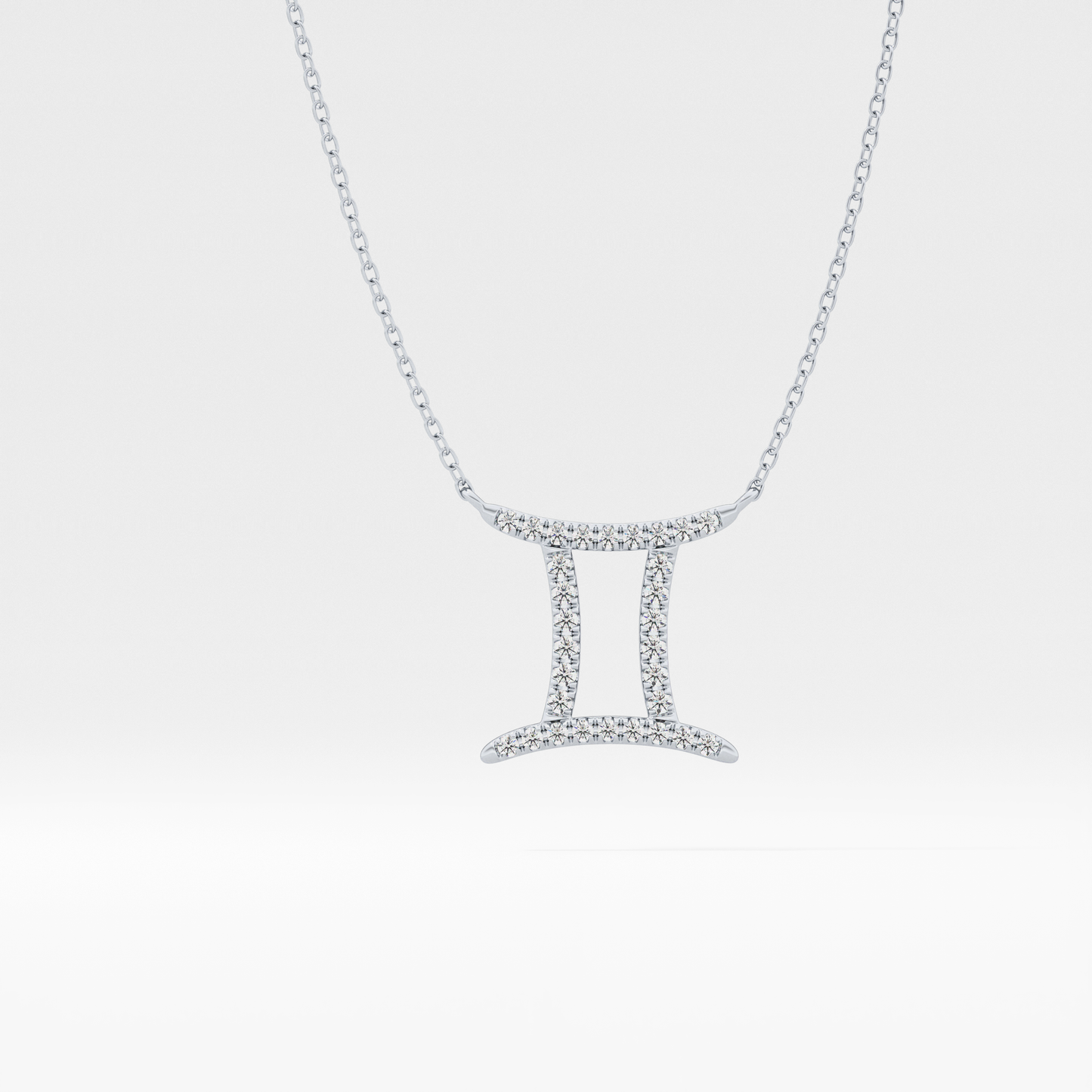 0.13 TCW Round Lab Grown Diamond Gemini Zodiac Sign Necklace