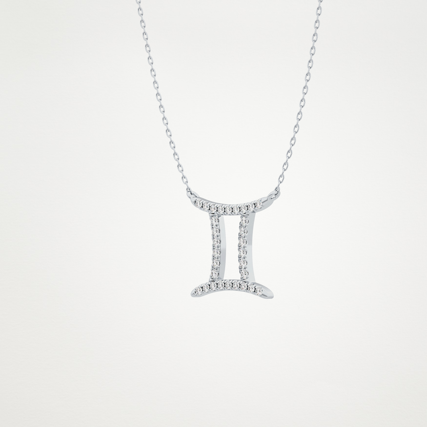 0.13 TCW Round Lab Grown Diamond Gemini Zodiac Sign Necklace