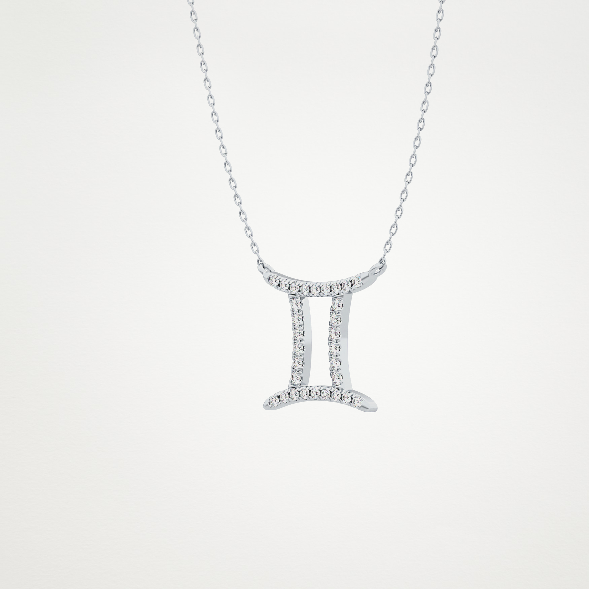 0.13 TCW Round Lab Grown Diamond Gemini Zodiac Sign Necklace