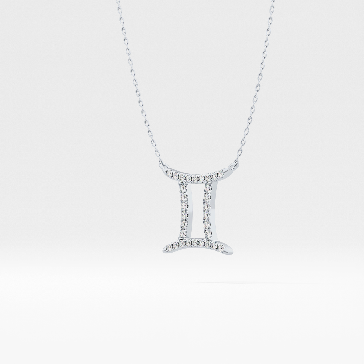 0.13 TCW Round Lab Grown Diamond Gemini Zodiac Sign Necklace