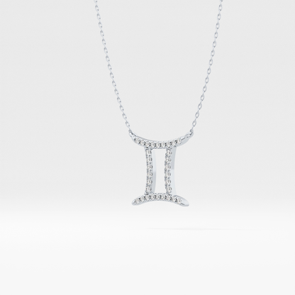 0.13 TCW Round Lab Grown Diamond Gemini Zodiac Sign Necklace