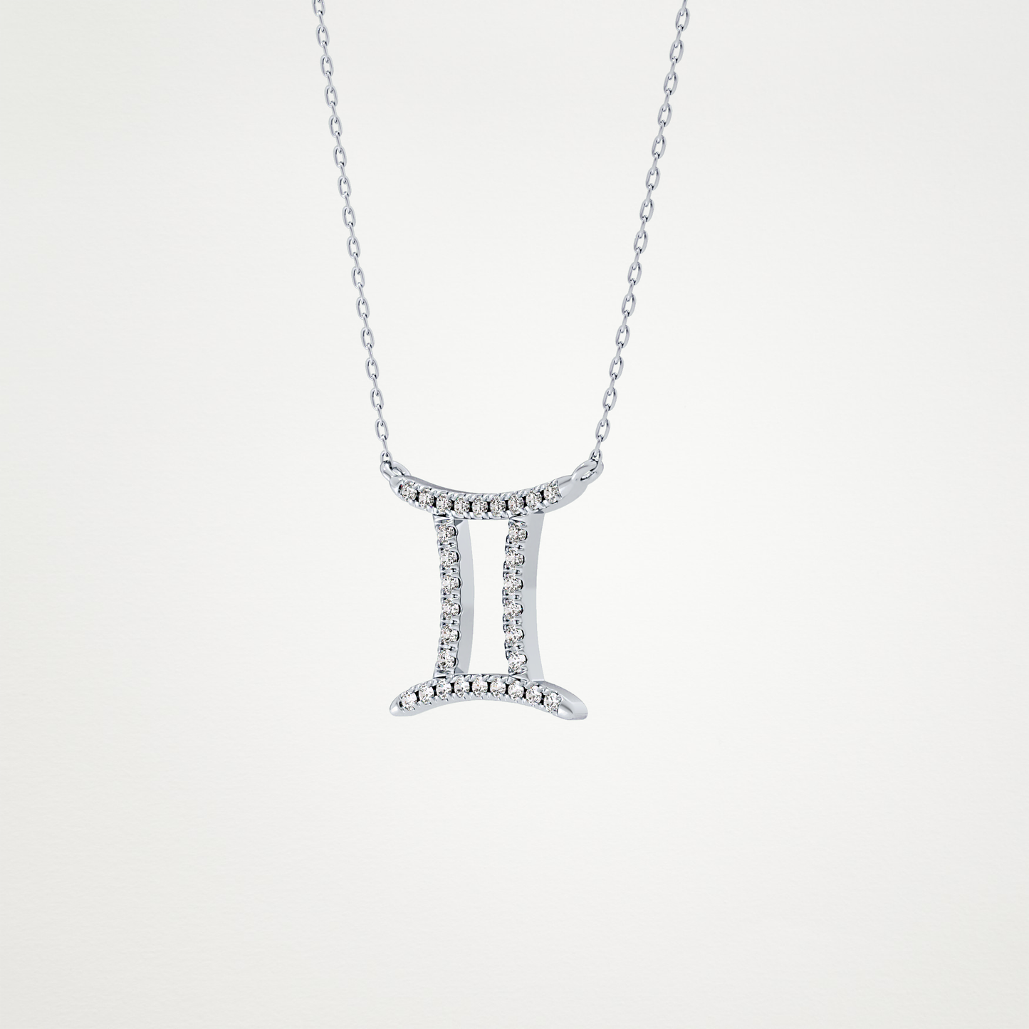 0.13 TCW Round Lab Grown Diamond Gemini Zodiac Sign Necklace