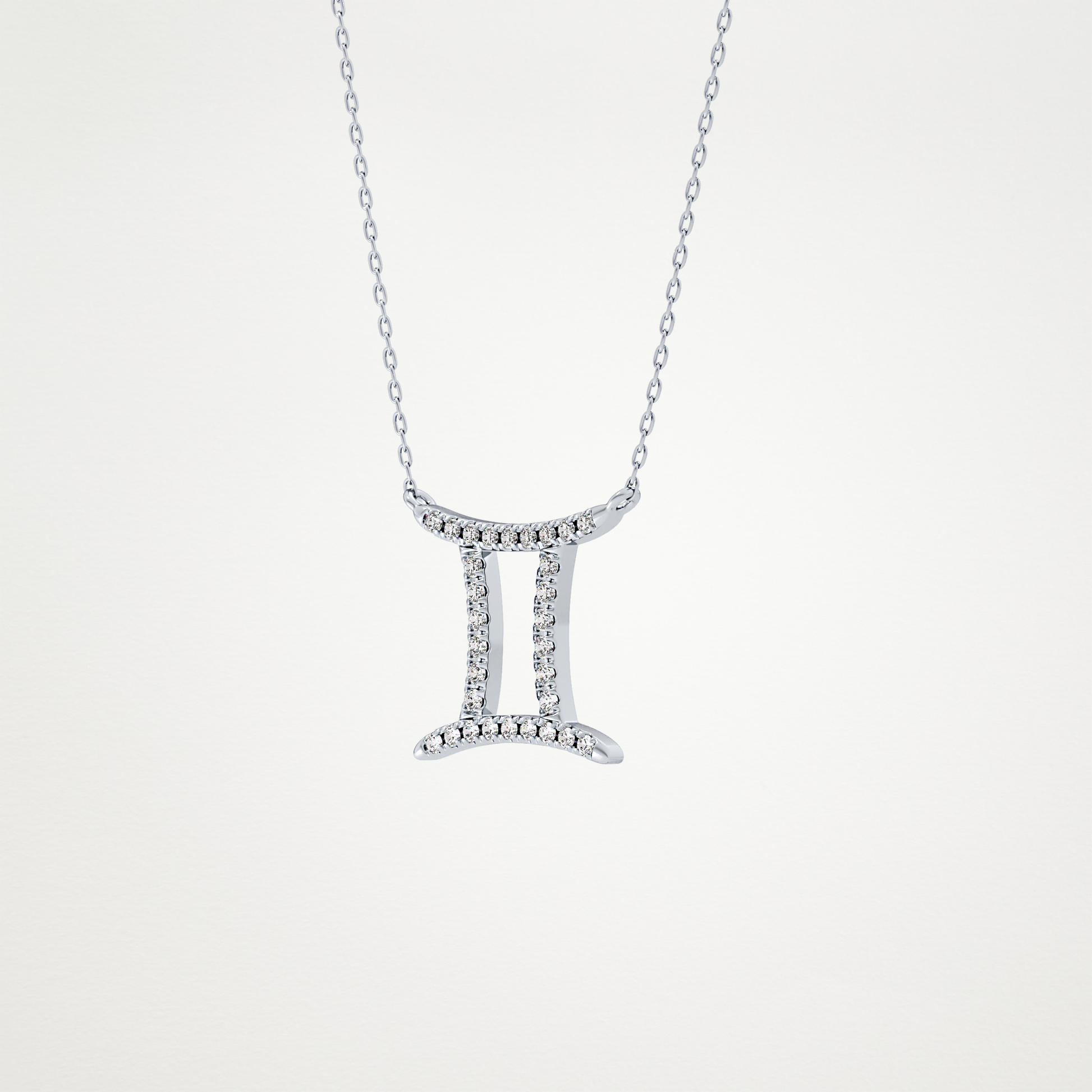 0.13 TCW Round Lab Grown Diamond Gemini Zodiac Sign Necklace