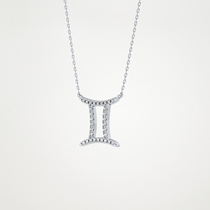 0.13 TCW Round Lab Grown Diamond Gemini Zodiac Sign Necklace